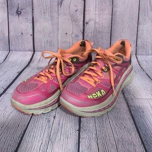 Hoka One One Womens Stinson 3 Running Shoe Pink Orange Size 8 Casual Athleisure